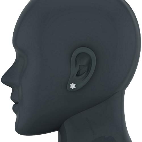 Diamond Earrings Star Of David 6 Point Shape Cluster Studs 14K White Gold - Screw Back Posts (0.50 Carat Total) #TOP1