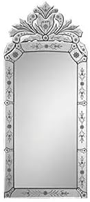 VENETIAN IMAGE Venetian Vertical Designer Mirror for Living Room Hall Mirror | Silver | 42.9L x 18.9W Inches