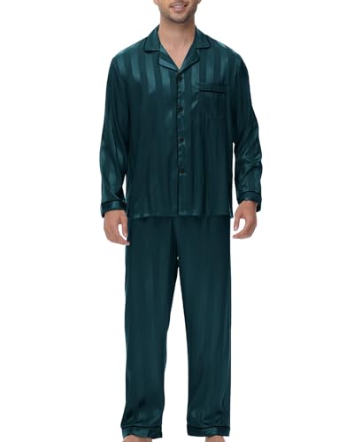 Atxnn Pigiama da Uomo in Raso a Righe Set Pigiami...