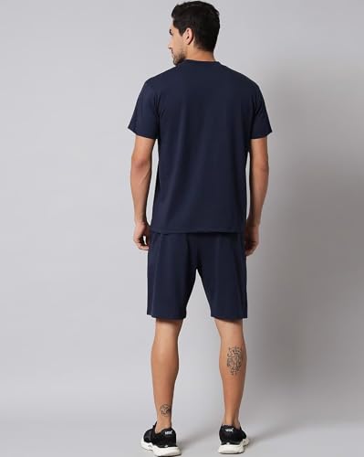 Image of Vogaan Men's T-Shirt and Shorts Set | Pyjama Set for Men | Co-ord Set | Cotton Printed Top & Shorts Night Suits Set