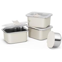 Bakpoco Stainless Steel Snack Lunch Containers for Kids, 3 Packs 12 oz Leak-Proof Lunch Box Containers, Microwave-Safe, Convenient Metal Small Food Storage Container with Lid for School, Work