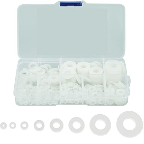500 Piezas Arandela Plana de Nylon, Arandela Plana Aislante Redondo, Juntas Toricas para Arandelas Mecánicas - Blanco, M2/M2.5/M3/M4/M5/M6/M8/M10