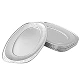 Set mit 10 ovalen Tabletts aus Aluminium 24,5 x 35 cm – Servierplatten für Gebäck, Buffet, Fisch, Grill