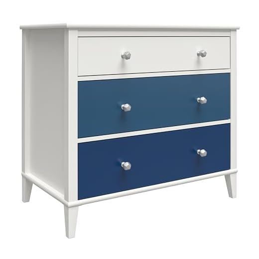 Little Seeds Monarch Hill Poppy White 3 Drawer Dresser, Blue