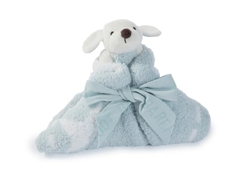 Image of Barefoot Dreams CozyChic Dream Mini Blanket with Buddie Puppy Plush Toy, Toddler Ultra Soft Cozy Blanket, Lightweight Comfort Companion, Gifts for Girls & Boys, Machine Washable, 16" x 16", Aqua/White