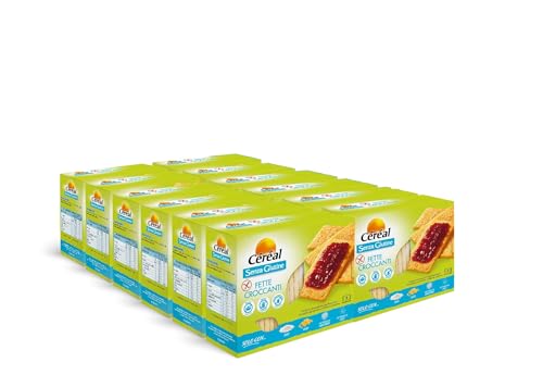 Céréal Fette Croccanti, Fette con Farina di Mais, Farina di Riso, Senza Glutine, Senza Lattosio, 125 gr, Formato 12 Confezioni