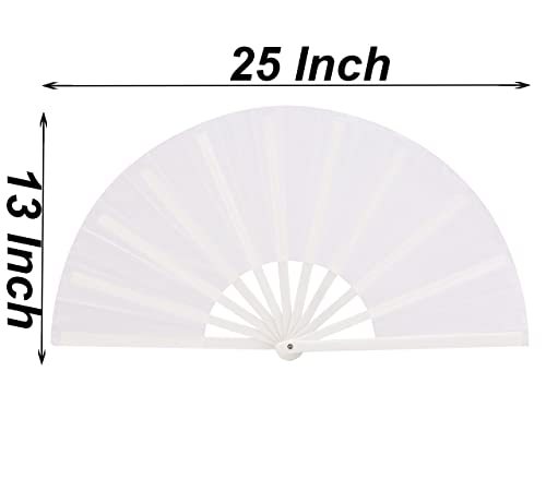 Honshen Chinese Hand Fan Folding Fan Performance Fan Nylon-Cloth Fan 13 Inch (White) #TOP2