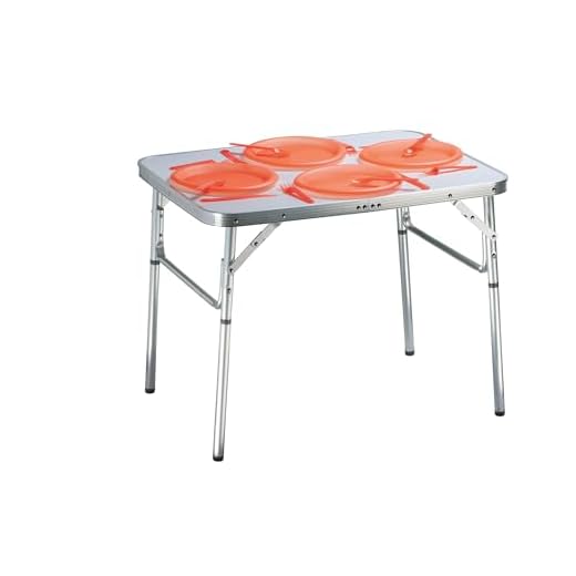 CAMP ACTIVE Mesa Camping Plegable 75x55x60 Aluminio, Plata, 1-Pack