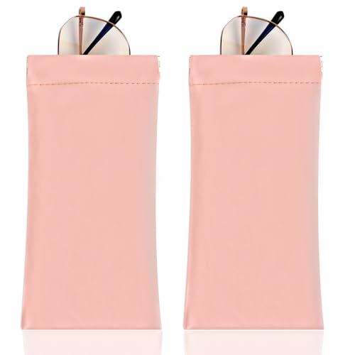 Image of Anikathy 2Pcs Sunglass Eyeglass Glasses Case Soft PU Leather with Cleaning Cloth Portable Glasses Pouch Bag for Men Women