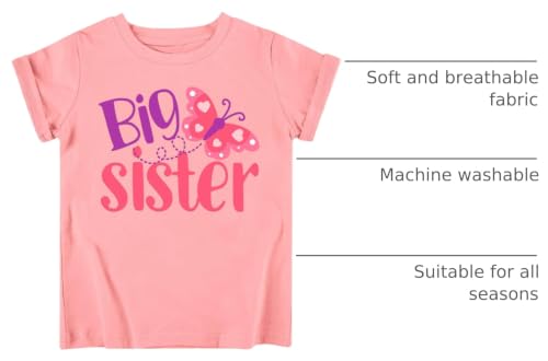 Image of Funnycokid Big Sister Shirts for Girls Pregnancy Announcement Toddler Promoted to T-Shirt 1-7 Years