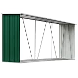 KOIECETA Brennholzlager Kaminholzunterstand Brennholzregal Brennholzunterstand Kaminholzständer Holzlager Verzinkter Stahl 330x84x152cm Grün