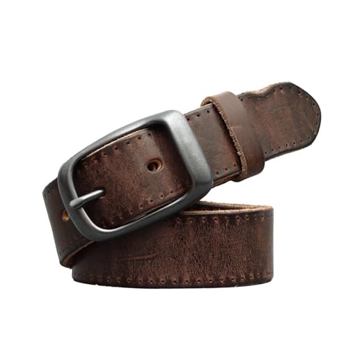 Ceinture pour jeans homme décontractée en cuir véritable et boucle rétro