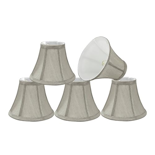 Aspen Creative 30033-5A, Bell Clip-On Chandelier Lamp Shade, Grey, 3" Top x 6" Bottom x 5" Slant Height, Set of 5 by Aspen Creative - Used condition - US$68.09