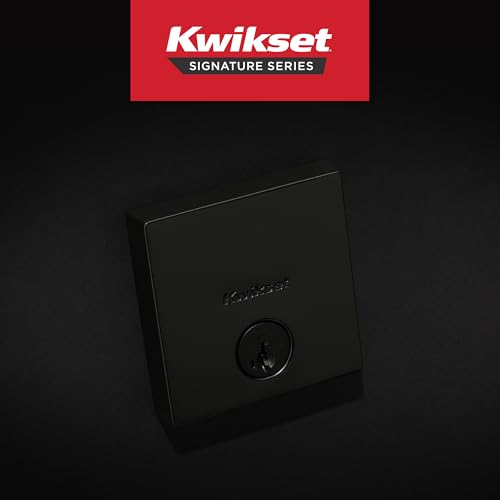 Kwikset 92580-030 Downtown Deadbolt Lock, Matte Black Square Exterior Keyed Front Entry Door thumb #2