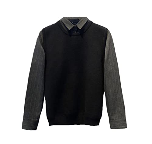 Pull deux pièces homme hiver épais noir M : restez élégant sans avoir froid