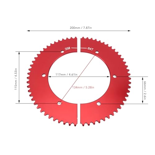 Universelles Geteiltes Kettenrad, 35 Kette, 64 Zähne, Geteiltes Kettenrad Hinten, Ersatz für 212, 196, 6,5 PS, 7,0 PS, Mini-Fahrrad, Go-Kart, Geteiltes Kettenrad