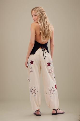 Kedera Mid Rise Barrel Starry Print Jeans for Women Embroidered Wide Leg Denim Pants Boyfriend Baggy Jeans with Pockets3