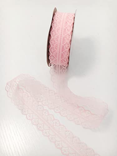 Hellensp 25 Yards 1.2 Inch Wide Lace Trim Ribbon Pink Vintage Pattern Roll Ribbons For Sewing& Crafts Hair Bow Making, Gift Package Wrapping #TOP1