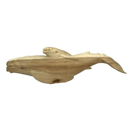 Estatua decorativa de madera tallada gloriosa ballena jorobada 20 in miniatura 6