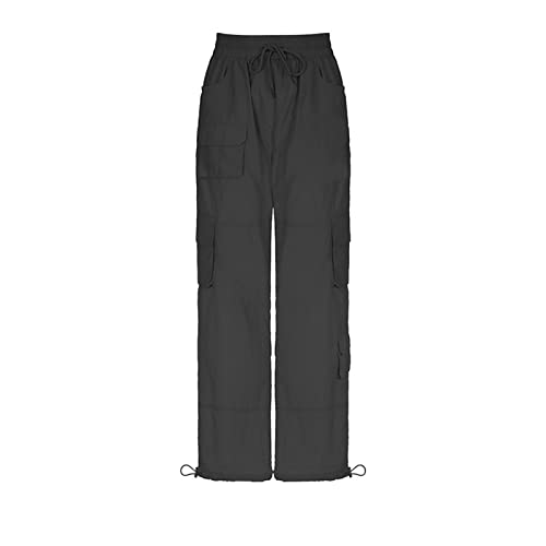 Women Cargo Pants High Waist Stretch Baggy Cargo Trousers With Pocket Streetwear Casual Plus Size Wide Leg Cargo Pants Black #TOP3