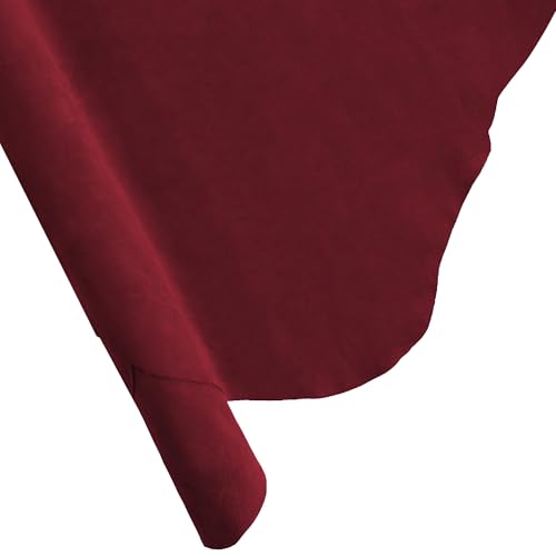 ELW Premium Suede Cowhide 2-4 oz (1-1.6mm) - Soft Full Grain Pre-Cut Side Leather - (1-3 SQ FT,Burgundy) - USA Made Silky Buffed Suede Fabric Leather for Car Upholstery, Crafts, Garments, Furniture