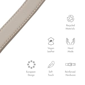 Leather Dog Leash - Cupertino - Beige Slim Leash with Reinforced Hardware, European Design Soft Dog Collars, Harnesses & Leashes, 4ft Leather Dog Leash Cupertino Beige Slim Leash with Reinforced Hardware European Design Soft Dog Collars Harnesses Leashes 4ft