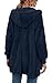LONGYUAN Women's Casual Fleece Jackets Fuzzy Open Front Hooded Sweater Cardigans with Pockets Navy Blue Large