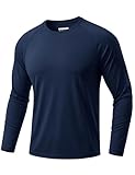 TACVASEN UV Shirt Herren Langarm Sonnenschutz UV Protection Quick-Drying Surf Tshirt Rashguard-Shirt, Marineblau, L