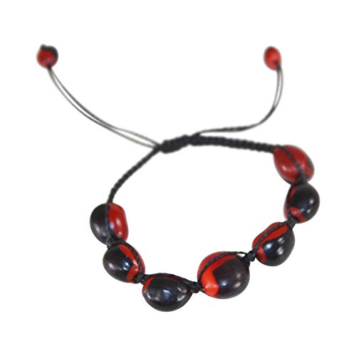 Image of EVELYN BROOKS Adjustable Macrame Ethnic Unisex Good Luck Bracelet w /Meaningful Good Luck Huayruro Seed Beads - Great gifts for HIM & for HER