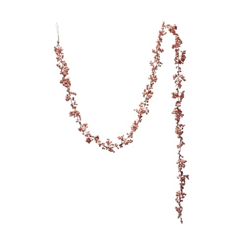Creative Co-Op Flocked Foam Ball Garland with Berries, Pink
