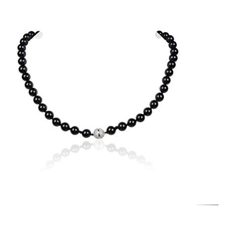 malahill Natural Stone Beaded Necklace for Women Men Gemstone Knotted Necklace Birthstone Necklace 18 inches., semiprecious gemstone Cover