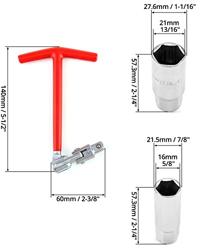 image for QWORK Spark Plug Socket Wrench, Universal,T-handle, 6mm (5/8