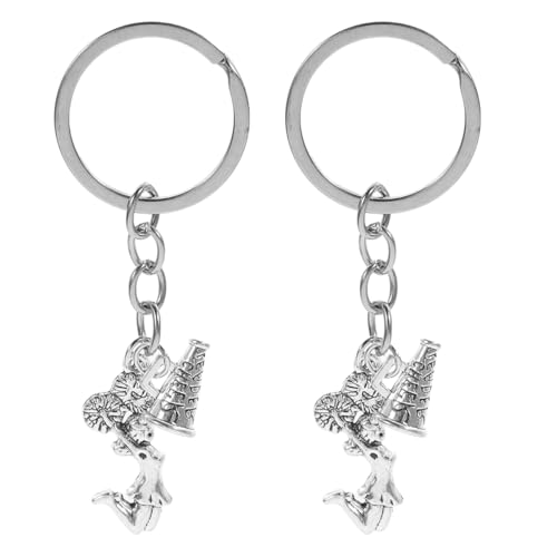 PRETYZOOM 2 portachiavi per ragazze cheerleading megafono portachiavi portachiavi portachiavi borsa charm ciondolo ornamenti per cheerleader tifo allenatore, argento, 3,2 x 1,26 cm