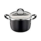 Espagueteira Tramontina Mônaco Induction Em Alumínio Com Revestimento Interno E Externo Antiaderente Starflon Premium Preto Com Tampa 22 Cm 5,4 L