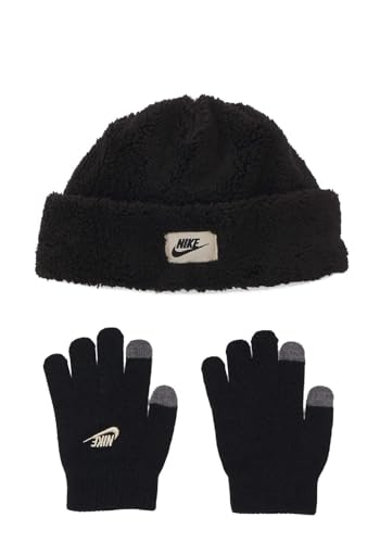 Nike Cappello E Guanti ensemble bonnet et gants noirs taille enfant OSFY pour l'hiver