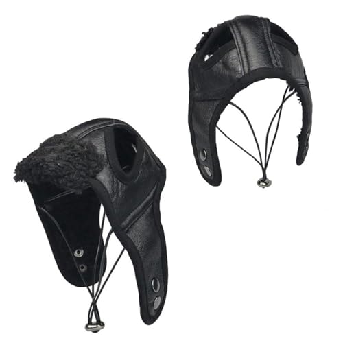 minkissy Fliegermütze Für Haustiere Verstellbare Pilotenmütze Schwarz XL Perfektes Kostüm Für Hunde Und Katzen Für Partys Fotoshootings Und Besondere Anlässe