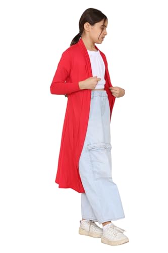 Image of Loxdonz Kids Long Open Front Cardigan Coverup Boyfriend Cardigan Sweater for Girl's Beach Cover ups Kimono Maxi Duster