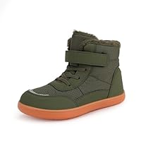 Dinint Toddler/Little/Big Kids Barefoot Shoes Girls Boys Winter Wide Toe Box Fur Lined Warm Anti-Slip Minimalist High Top Snow Boots