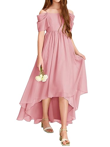 Haloumoning Mädchen Kleider Schulterfrei Sommer Festlich Kleid Kinder Einfarbig Partykleid Elegant...