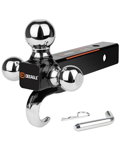 DEEAGLE 3 Ball Hitch with Hook Tri Ball Hitch 1-7/8 2 and 2-5/16 Ball Fit 2 Hitch Receiver Heavy Duty Tow Hitch
