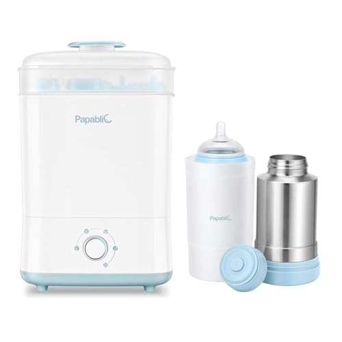 Image of Bottle Electric Steam Sterilizer and Dryer Bundle with Portable Travel Baby Bottle Warmer Plus