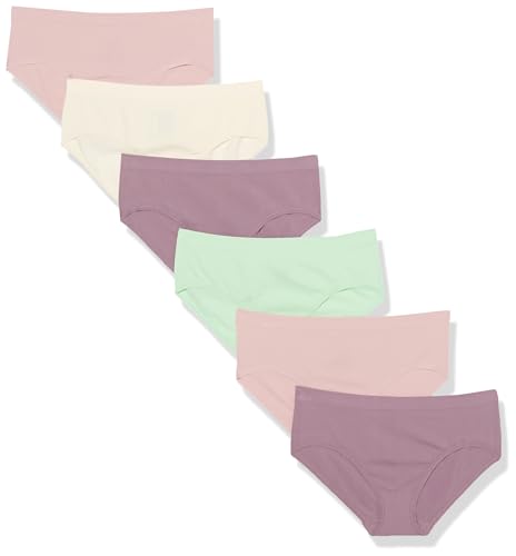 Hanes Girls' Big Hipster Underwear Pack, Seamless Comfort Tween Panties, Fashion Assorted, 6-Pack, Ivory, Mint, Pink, Plum