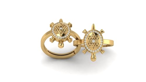 Image of LMDPRAJAPATIS Certified Natural Navratna Best Of Luck Gold & Silver Plated Tortoise Adjustable Ring for Men Or Women's