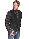 Scully Men's Suede Leather Western Vest, Black Boar Suede, L