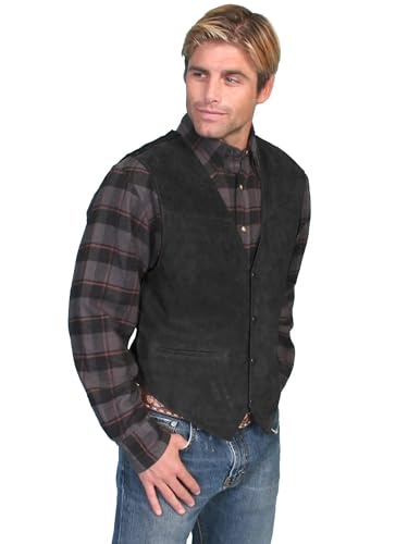 Scully Men's Suede Leather Western Vest, Black Boar Suede, L