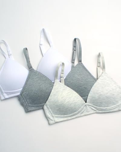 Nautica Girls Training Bra - 2 Pack/3 Pack A-Cup Ribbed Molded Starter Bras for Teens with Adjustable Strap (Sizes: 30A-36A)3