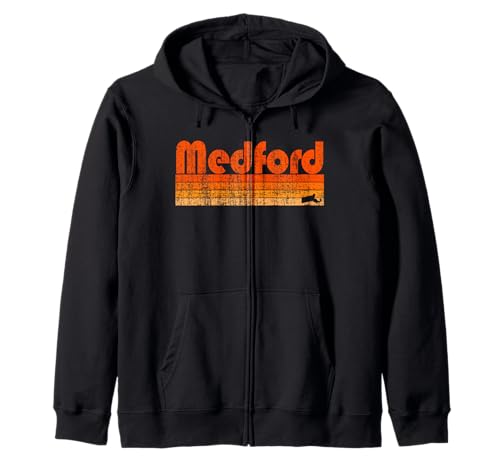 Medford, Massachusetts Retro 80s Style Zip Hoodie