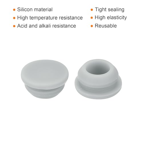 Image of MECCANIXITY 30pcs Silicone Snap in Locking Hole Plugs,10mm /0.4 Inch Mounting Diameter Narrow Groove Width 2mm Panel Seal Cover Round for Kitchen Bulkheads Waterproof Sealing Plugs Grey
