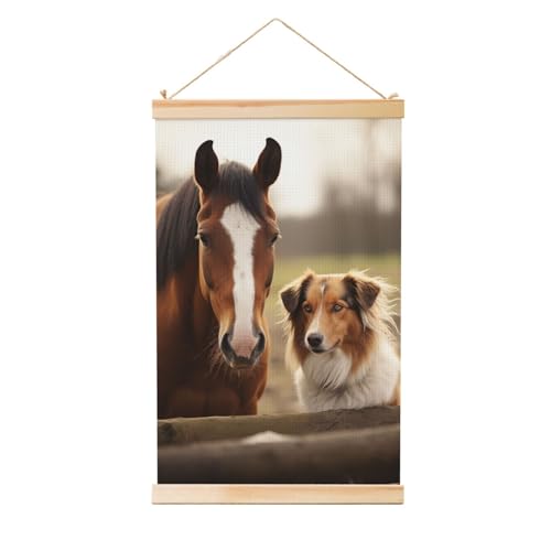 Poster Collie et cheval ensemble œuvre d'art murale TRSGKSQP