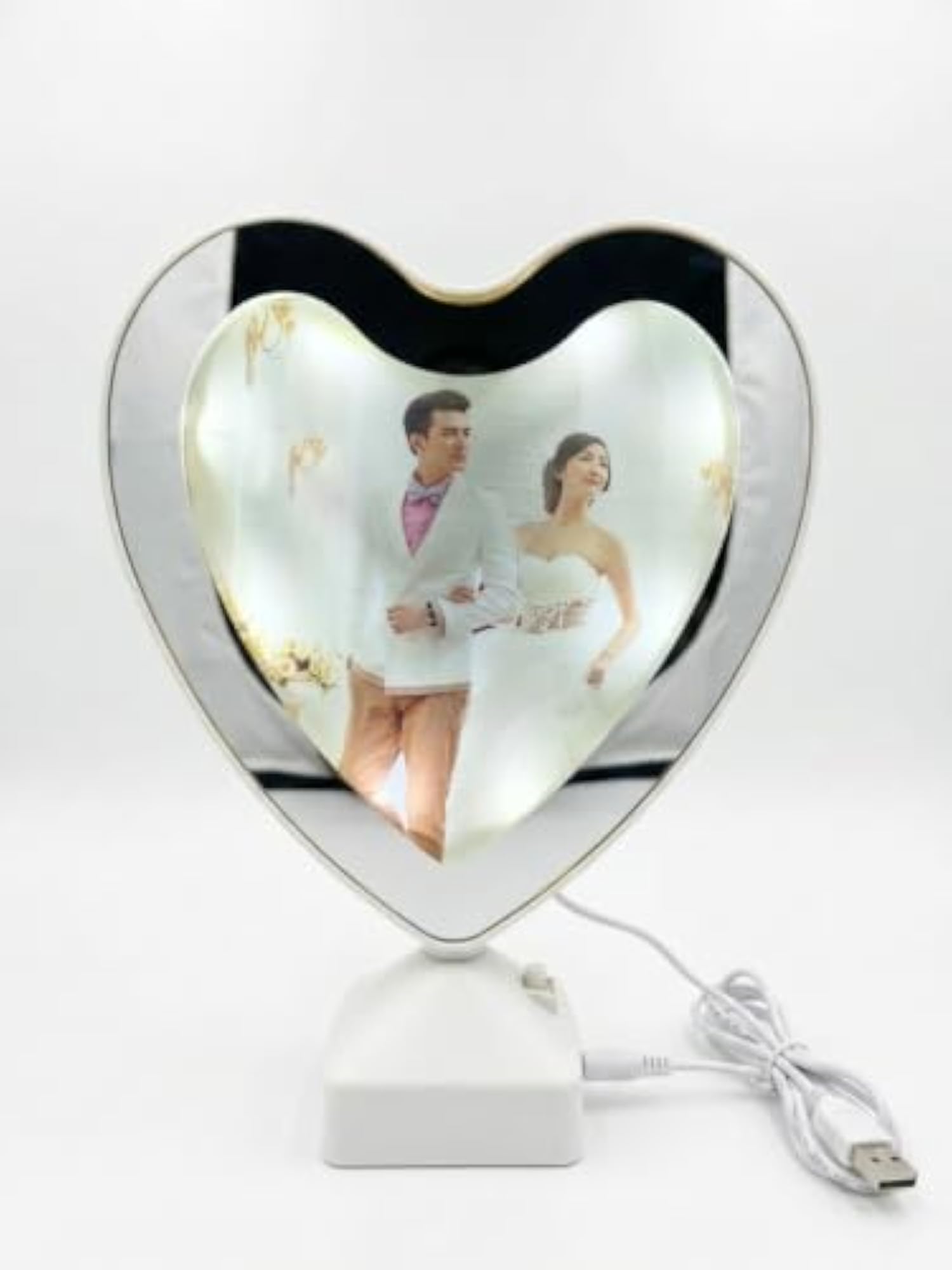 Magic Mirror Heart Shape LED Photo Frame, Small